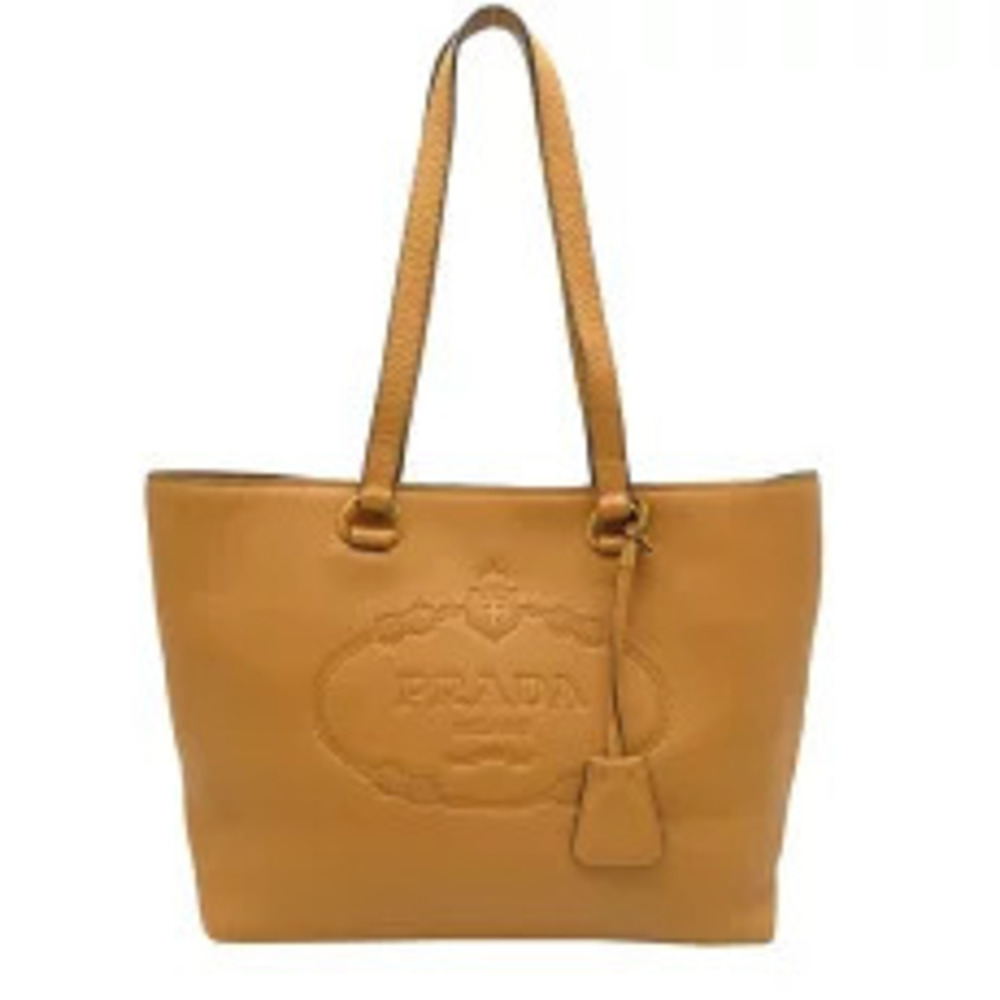 Prada Tote Bag Leather Camel Tan Brown ish